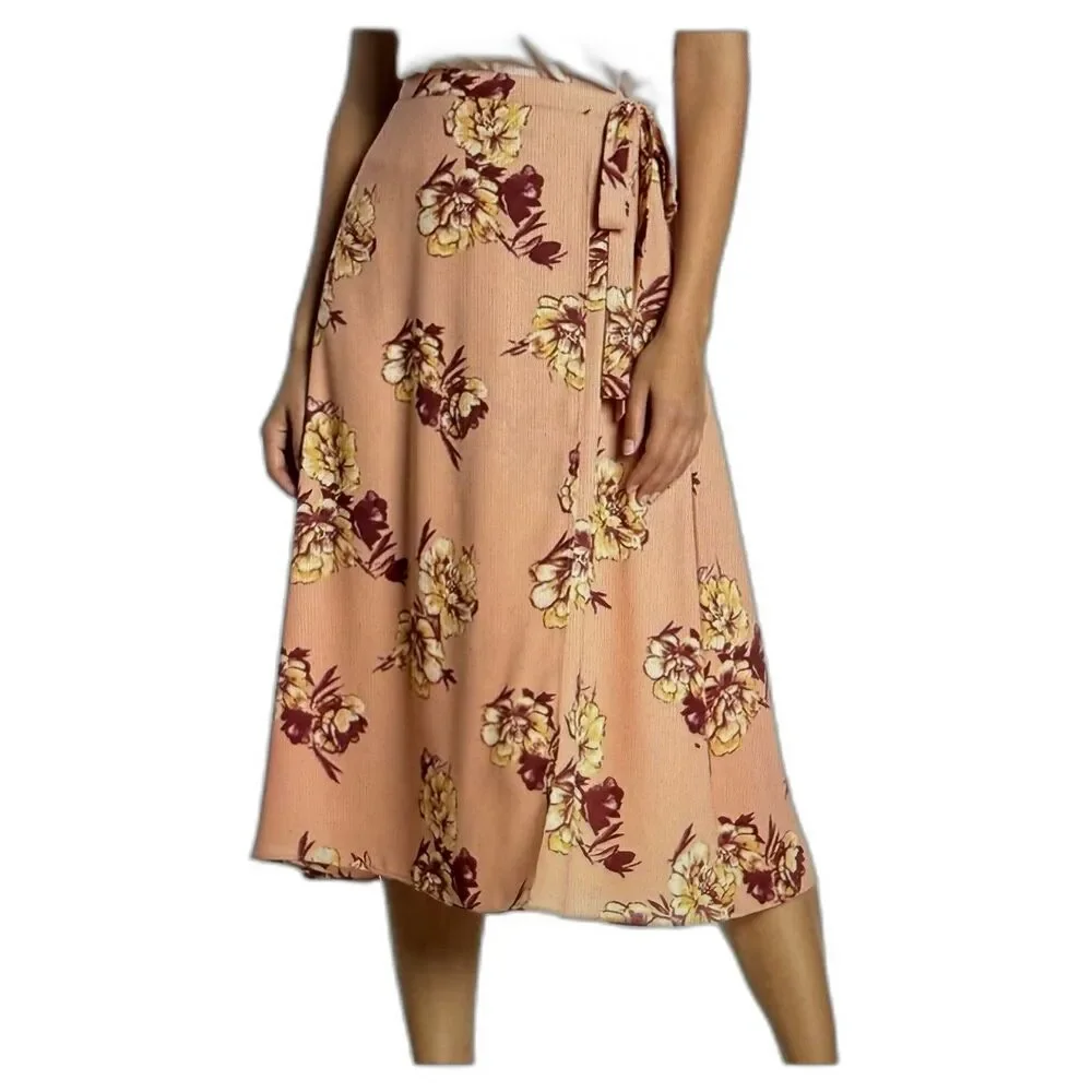 NWT Abound Maxi Floral Print Wrap Skirt LARGE !